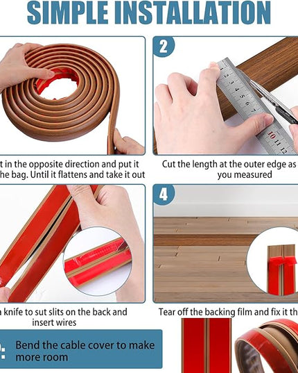 Floor Cord Covers for Wires 3.3FT Cable Hider Wire Cover Self Adhesive Cord Hider Floor for Offices, Homes, Workshops, Warehouses Cable Cavity 0.39" W x 0.27" H