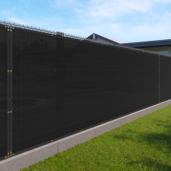 Windscreen4less Privacy Fence Screen Heavy Duty Windscreen Fencing Mesh Fabric Shade Net Cover with Brass Grommtes for Outdoor Wall Garden Yard Pool Deck, 6'x21' Black