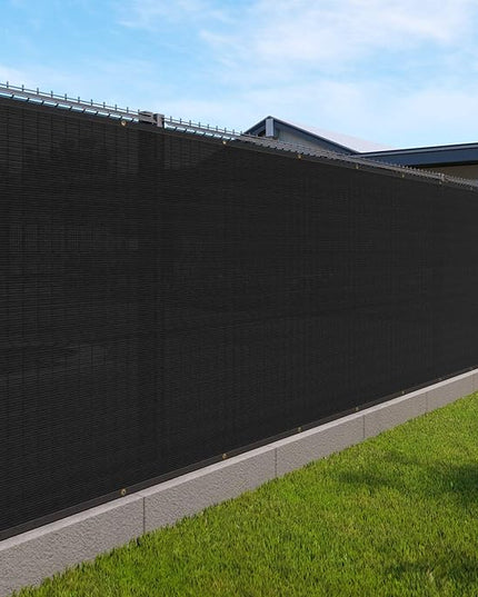 Windscreen4less Privacy Fence Screen Heavy Duty Windscreen Fencing Mesh Fabric Shade Net Cover with Brass Grommtes for Outdoor Wall Garden Yard Pool Deck, 6'x183' Black