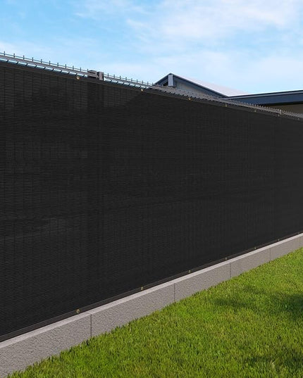 Windscreen4less Privacy Fence Screen 6' x 12' Heavy Duty Windscreen Fencing Mesh Fabric Shade Net Cover for Outdoor Wall Garden Yard Pool Deck, Black