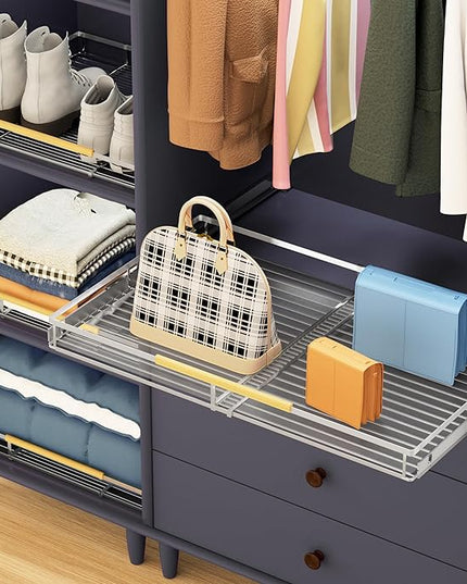 Pull Out Cabinet Organizers,Expandable Slide Out Wire Storage Drawers,Adjustable Width W:14.9”-25.9” x D:22.5”,2 packs of Stainless Steel Gliding Cupboard Wire Shelves for Pot and Pans,Chrome Plated