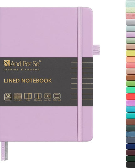 &And Per Se Lined Journal Notebook, 160 Pages, A5 5.7 x 8 inches College Ruled Thick Paper Notebook Journals for Writing, Hardcover Notebooks for Women Men Office School (1 Pack, Lavender)