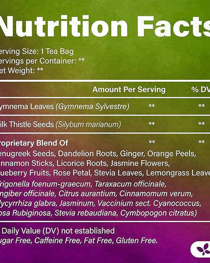 FreshDrinkUS, Vitality Balance Tea Bags | 30 Count | Herbal Blend with Gymnema, Milk Thistle Seed, Fenugreek, Dandelion Root, Ginger, Orange Peel & Other Herbs – 100% Natural, Caffeine-Free Herbal Tea