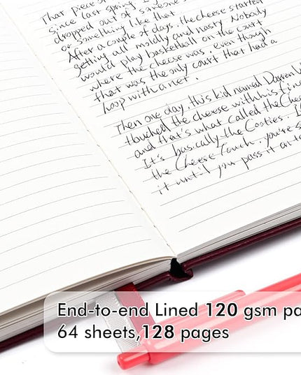 feela 3 Pack Notebooks Journals Bulk with 3 Black Pens, A5 Hardcover Notebook Classic Ruled Lined Journal Set with Pen Holder for Work Business Journaling Note Taking, 120 GSM, 5.1”x8.3”, Wine