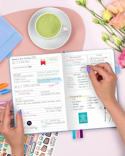 GoGirl Planner and Organizer for Women – A5 Size Weekly Planner, Goals Journal & Agenda to Improve Time Management, Productivity & Live Happier. Undated – Start Anytime, Lasts 1 Year – Light Blue