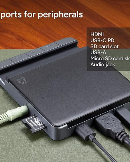 ZAGG 6-Port Media Hub – for iPad, Chromebook, Android & More – HDMI 4K 60Hz, USB-C PD 100W, USB-A 3.2 10Gbps, SD & MicroSD Card Readers, Audio Jack – Compact & Durable w/Media Buttons