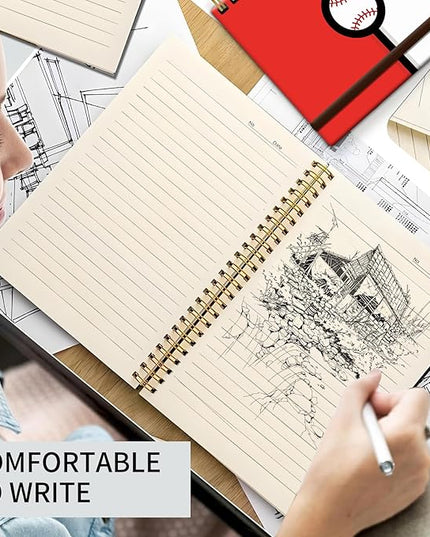 Spiral Journal Notebook, A5 Cute Notebooks for Women Men, College Ruled Hardcover Notebook for Work & Note Taking, 60 Pages Double-Wire Journals for Writing (white red ball)