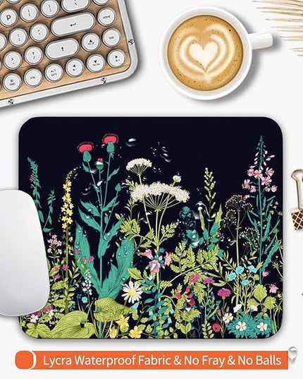 Square Mouse Pad Midnight Flowers,Personalized Premium-Textured Custom Mouse Mat Design,Washable Mousepad Cloth,Non-Slip Rubber Base Computer Mouse Pads for Wireless Mouse