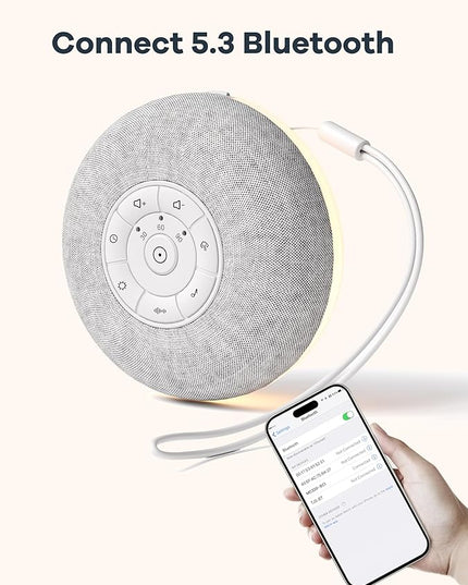 Portable Sound Machine, Long Battery with Loud Bluetooth Speaker, 39 Special Soothing Sounds, White Noise Sound Machine for Sleeping
