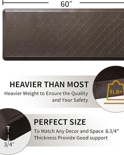 24 x 60 Inch Extra Support Anti Fatigue Comfort Kitchen Mat, Waterproof Long Kitchen Runner, Non-Slip Standing Desk Mat, Commercial Pads for Offices, Home, Garages (Barcelona Brown, 24'' x 60'')