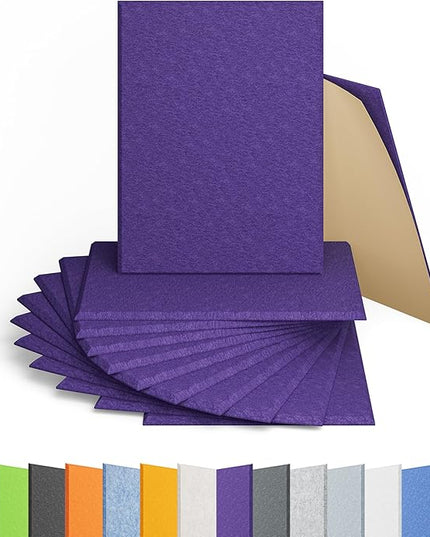 12 Pack Acoustic Panels Self Adhesive Sound Proof Foam, High Density Sound Acoustic Panel, 16X12X0.4 Inch 4:3 Rectangle Panels in Home, Office, Reccording Room, Studio,and More(Violet)
