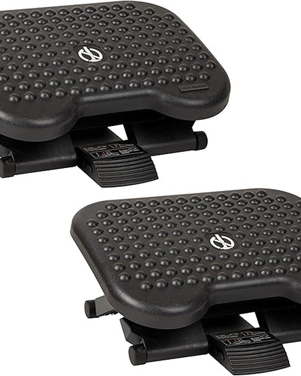 Mind Reader Foot Rest, Under Desk at Work, Ergonomic, Height Adjustable, Office, Plastic, 17" L x 13" W x 6.25" H, Set of 2, Black
