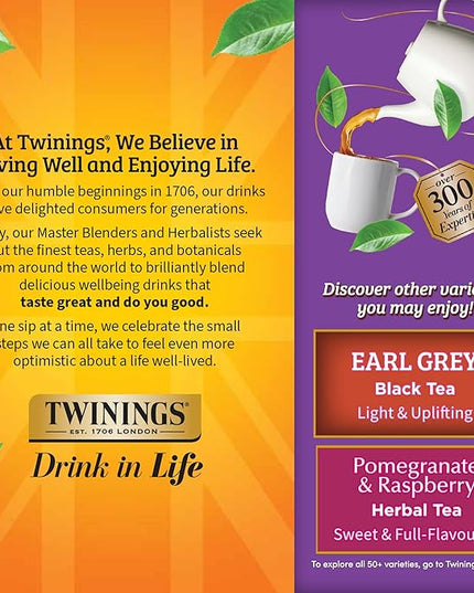 Twinings Blackcurrant Breeze Black Tea Individually Wrapped Bags, 100 Count (Pack of 1), Sweet, Tangy Taste, Caffeinated, Enjoy Hot or Iced, 100 Teabags