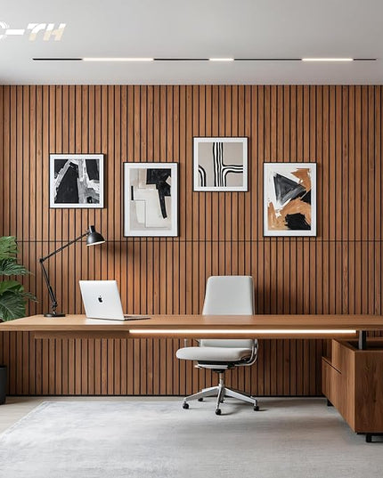 TO-TH Wood-Look Acoustic Panel, 4 Pack 47.2” x 23.6” Soundproof Wall Panels, Decorative Sound Absorbers Large Acoustic Panels for Home, Office, Basement, Cherry
