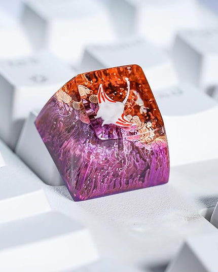 Manta Ray Artisan Keycap Brown Purple Ocean Coral R1 SA Profile Custom Sea Creatures Keycaps 1U ESC Handmade Gaming Resin Key Cap Cherry MX Switch Compatible Mechanical Keyboard Manta Ray Lover Gift