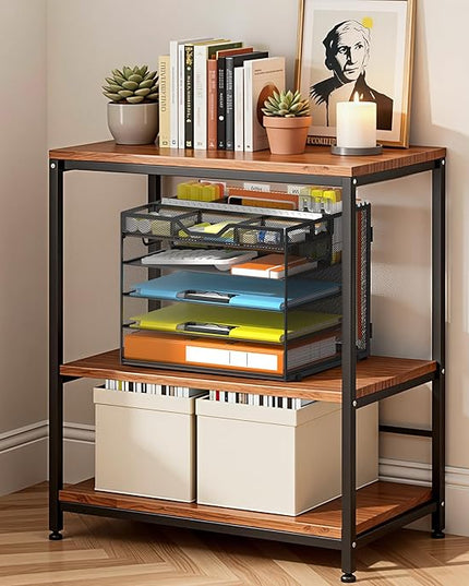Docnest 5 Tier Letter Tray with Hanging File Organizer-Mesh Desk Organizer-Desktop Storage Box Built in Pen Holder and Handles, File Folder Holder for Mail Documents Office Supplies-Black