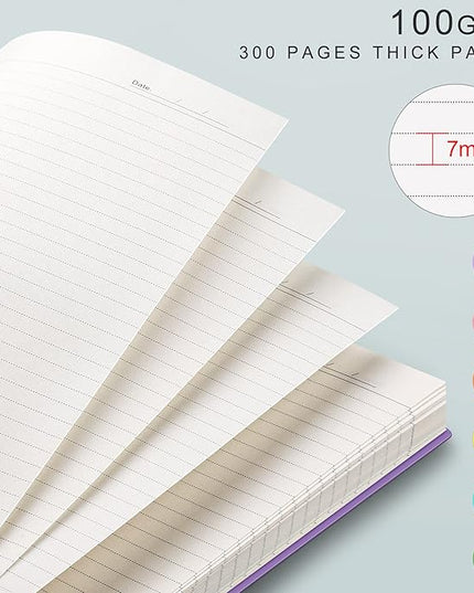 EMSHOI A4 Spiral Notebook Lined Journal, 300 Pages, College Ruled, 100gsm Thick Paper, Waterproof Softcover, Twin-Wire Binding, with Sticky Notes, Green (11.2" x 8.27")