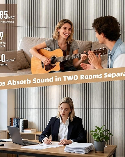TO-TH Wood-Look Acoustic Wall Panels, 10 Pack 47.2” x 23.6” Sound Panels, Decorative Wood Panels for Wall Sound Dampening Panels for Home, Office, Basement, Natural Oak with Mitered Edges