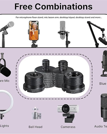 IXTECH Mic Stand Adapter Set 8 pieces Metal Microphone Stand Screw Thread Adapter 5/8 Female to 3/8 Male 3/8 Female to 5/8 Male 5/8 Female to 1/4 Male 1/4 Female to 5/8 Male Tripod Adapter