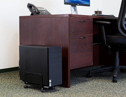 Mount-It! Computer Tower Stand, Adjustable Mobile CPU Stand with Wheels, Heavy-Duty Steel Rolling Cart, Fits Most PC Towers, 4.87 to 8.5 Inch Width, Under Desk, Black
