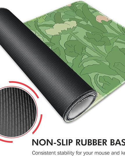 Galdas Gaming Mouse Pad XXL XL Large Long Extended Big Mousepad Non-Slip Rubber Keyboard Mouse Pad with Stitched Edges for Laptop Home Office (31.5x11.8x0.08 Inch) -Green Leaf