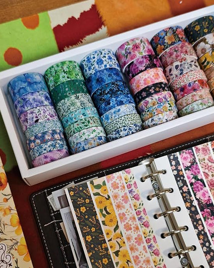Bomichi Washi Tape, 42 Rolls Aesthetic Colored Decorative Cute Scrapbook Tape for Scrapbooking Supplies Journaling Craft Junk Journal