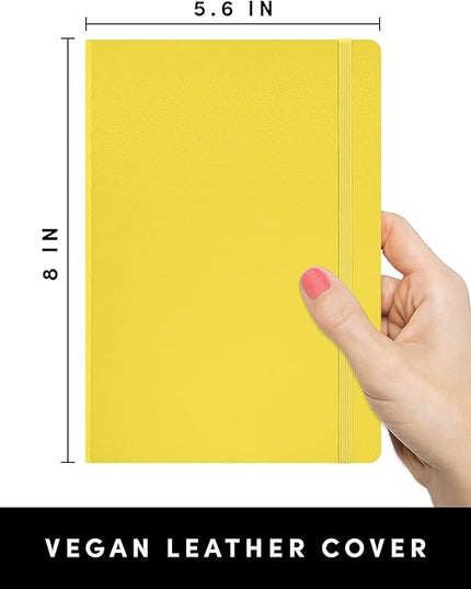 PAPERAGE Lined Journal Notebook, (Yellow), 160 Pages, Medium 5.6 in x 8 in - 100 GSM Thick Paper – Hardcover Journaling Notebook for Work, School & Note Taking