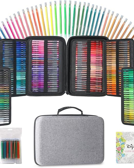 Gel Pens for Adult Coloring Book, 312 Pack Artist Colored Pens with 40% More Ink, Glitter Gel Pens with Case and Coloring Book, Perfect Art Supplies for Adults for Coloring