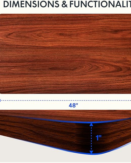 FLEXISPOT EN2 Whole-Piece Standing Desk with Clamp Power Strip, 48 x 30'' Height Adjustable Electric Stand Up Desk with Cable Management (Gray Frame + Mahogany Top, 2 Packages)