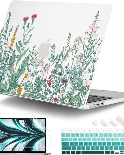 DONGKE for M4 MacBook Air 13.6 Inch Case 2025 2024 2023 2022 Model A3240 A3113 A2681 M3 M2 Chip, Plastic Hard Shell Case Cover with Touch ID for MacBook Air 13 Inch M4 (Garden Floral)