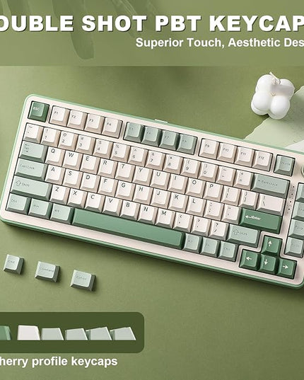 YUNZII B75 PRO Wireless Mechanical Keyboard,75% Layout with Knob,Hot Swap Gasket Structure,Creamy Pre-lubed Switches,RGB Backlit,Bluetooth/Type-C/2.4G for Win/Mac (Matcha Green, Cocoa Cream V2 Switch)