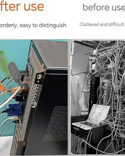 Large Size Cable Labels (35 PCS) - Leather Texture Cord Tags for Wire Organizing & Identification, Comes with 1 Dual-Tip Marker (Thick/Thin), Reusable & No Sticky Residue for Electronics/Home Theater