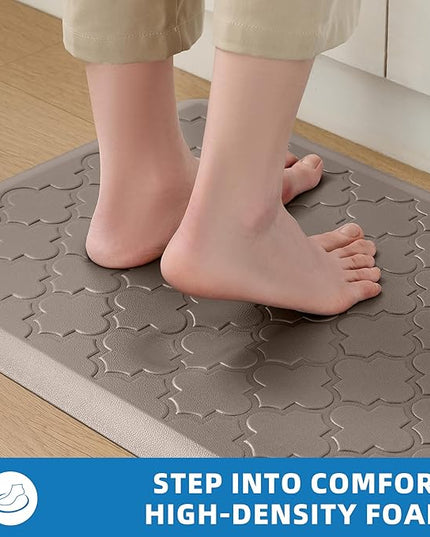 Kitchen Mats for Floor 2 Piece - Anti Fatigue Mats for Kitchen Floor - Non Slip Cushioned Rugs for Standing, Office,Sink, Laundry, Khaki