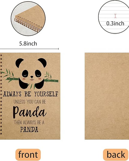 VNWEK Cute Panda Always Be Yourself Unless You Can Be a Panda Spiral Notebook Journal 5.5 x 8.3 inches,Panda Themed Lined Hardcover Spiral Notebook,Gifts for Panda Lovers kraft paper
