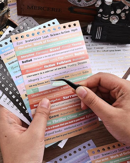 3000+ Pcs Word Stickers for Journaling, 50 Sheets Gold Foil Art Scrapbook Quote Stickers for Junk Journal, Scrapbooking Supplies Small Talk DIY Decorative Gift for Women Teen Girls