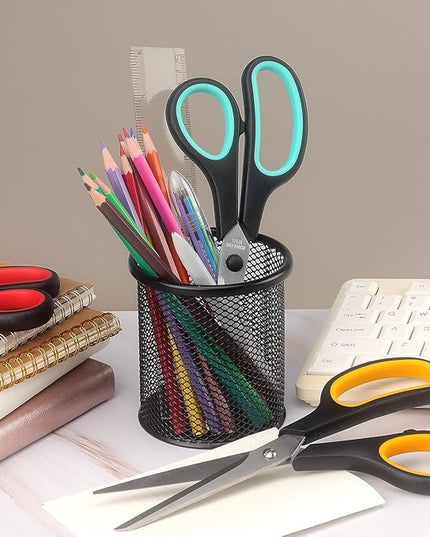 Scissors 8.5 Inch scissors all purpose Bulk Set of 3, Scissors for Office Home School Craft Supplies, Soft Comfort-Grip Right/Left Hand, Black