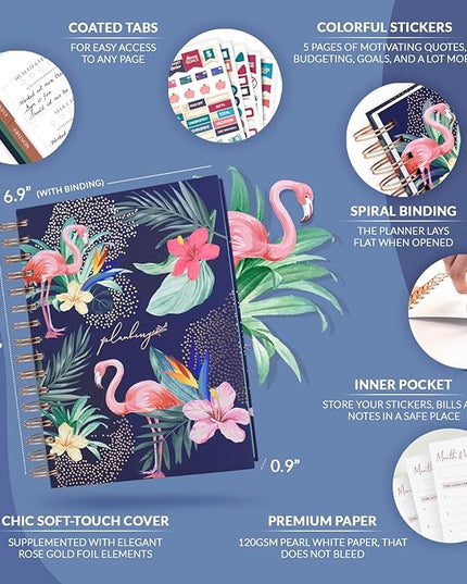 PLANBERRY Hourly Schedule Planner Premium – Undated Weekly Organizer with Time Slots & Monthly Budget – Time Management, Goal Setting, to-Do List & Habit Tracker –6.9″x8.5″(Rose Flamingo)