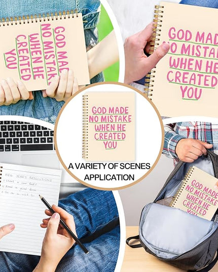 Pink Christian Spiral Journal Notebook 5.5x8.3in, Bible Scripture Journal for Woman, Trendy God Made No Mistake When He Created You Religious Notebooks for Note Taking, Hardcover Notebook