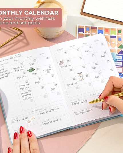 GoGirl Self-care Journal – Daily Mental Health Notebook with Mood & Wellness Trackers – Personal Development, Meditation & Reflection Journal for Women – Hardcover, Lasts 3 Months (Periwinkle)