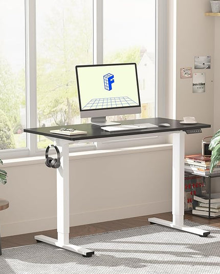 FLEXISPOT EN1 One-Piece Standing Desk with 1-Inch Thick Seamless Desktop, 40"x24" Electric Height Adjustable Desk for Home Office, Multi-Monitor Setups & Easy Assembly, Black