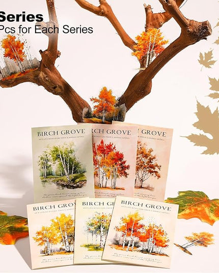 AuriicLeaf Forest PET Sticker Set, 120PCS Tree Ephemera for Scrapbooking, Journaling, Crafting, DIY Projects, and Art Supplies