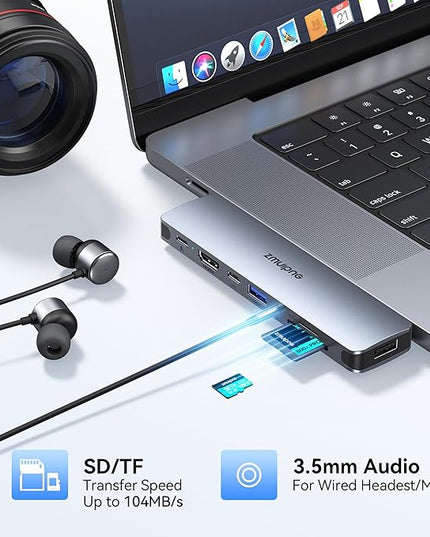 USB C Hub Adapter for MacBook Pro Air 2022 2021 2020 2019 Docking Station for MacBook M1 M2 USB C to HDMI Mac Accessories Multiport Dongle with 4K HDMI USB 3.0 SD TF Thunderbolt 3 USB-C Port Type C