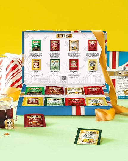 Twinings Tea Classics Collection Gift Box Variety Sampler, 48 Tea Bags (Pack of 1), Enjoy Hot or Iced, Includes Black, Herbal, Green, & Chai Teas