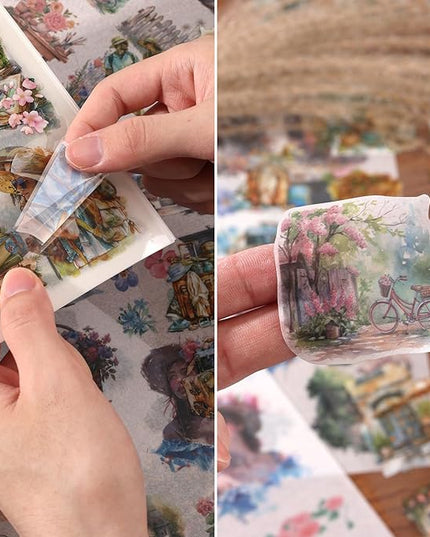 Auguro Scrapbook Stickers 20 Sheets 240 Pre-Cut Washi Stickers for Journaling PET Transparent Book Sticker Decorative or DIY Paper Crafts Arts and Crafting Projects