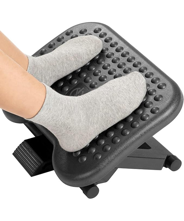 HUANUO Adjustable Desk Footrest, Foot Rest for Under Desk at Work with Massage, Adjustable Foot Stool with 3 Height Position & 30 Degree Tilt Angle Adjustment for Home, Office