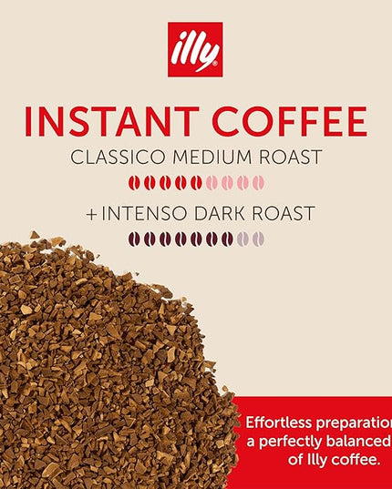illy Instant Coffee, Classico Medium & Intenso Dark Roasts, 100% Arabica, Premium Italian Coffee, 3.3oz, 6 Variety Pack