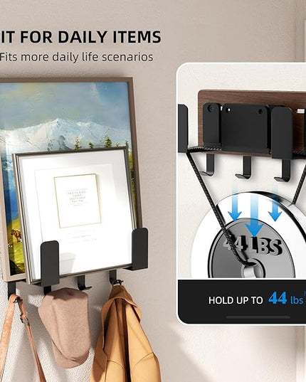Universal Laptop Wall Mount Holder, Adjustable Metal Desk Organizer with Hooks | Ventilated Cooling & Anti-Scratch Pads | Compatible with 10-17.3 inch Laptop, Tablet, Keyboard, Router, Modem