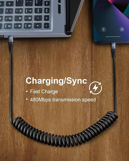 USB C to USB C Cable 6ft, 2Pack Coiled USB C Charger Cable Car, Type C Fast Charging for Cable for iPhone 17/16/15/Plus/Pro/Pro Max/MacBook Pro 2020/iPad Pro 2020/iPad Air 4/Samsung Galaxy S23