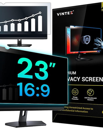 VINTEZ 23 Inch 16:9 Privacy Screen for Computer Monitor and Laptop - Anti Glare Protector Film Blue Light Filter Eye Protection - Computer Screen Privacy Shield, [1 Pack]