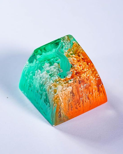 Green Axolotl Artisan Keycap Orange Green Ocean Coral R1 SA Profile Custom Animal Axolotl Keycap 1U ESC Handmade Resin Compatible with Cherry MX Mechanical Keyboard for Axolotl Lover